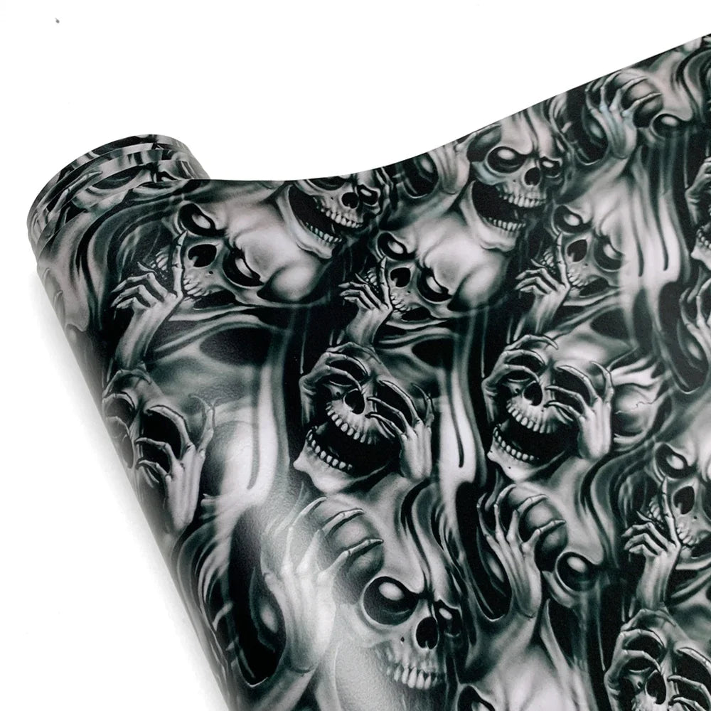 Car Stickers Wrap Vinyl Skull Cartoon Printed Auto Body Film Self-Adhesive Camo Modification Film for Motorcycle Car Accessories