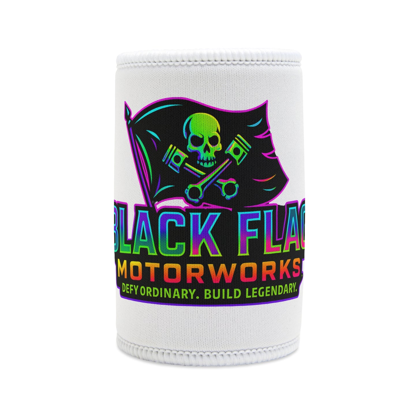 Stubby Cooler with black flag logo Design, Perfect for Riders, Gifts for Bikers, BBQs, Tailgating, Festivals