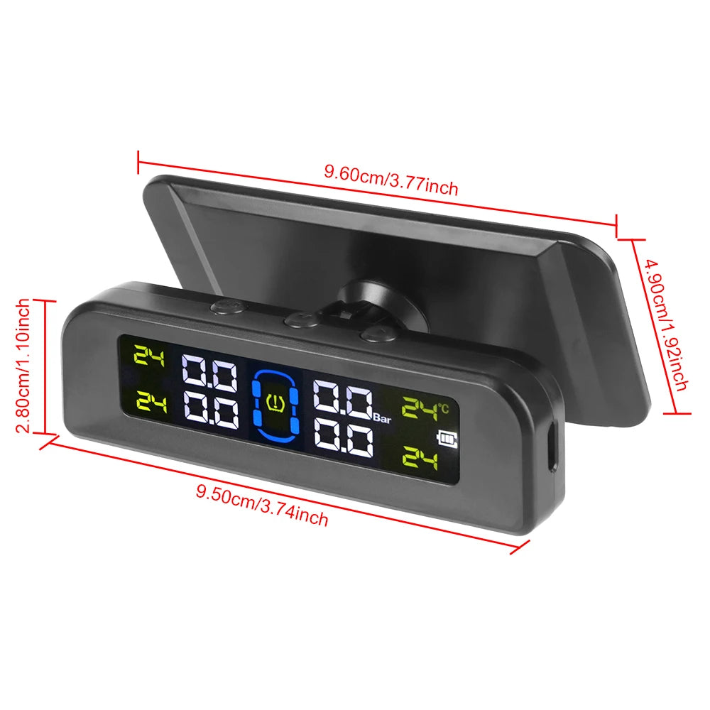 Tire Pressure Monitoring System Temperature Warning Fuel Save With 4 External Sensors Solar TPMS Car Tyre Pressure Monitor