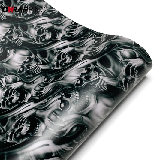 Car Stickers Wrap Vinyl Skull Cartoon Printed Auto Body Film Self-Adhesive Camo Modification Film for Motorcycle Car Accessories