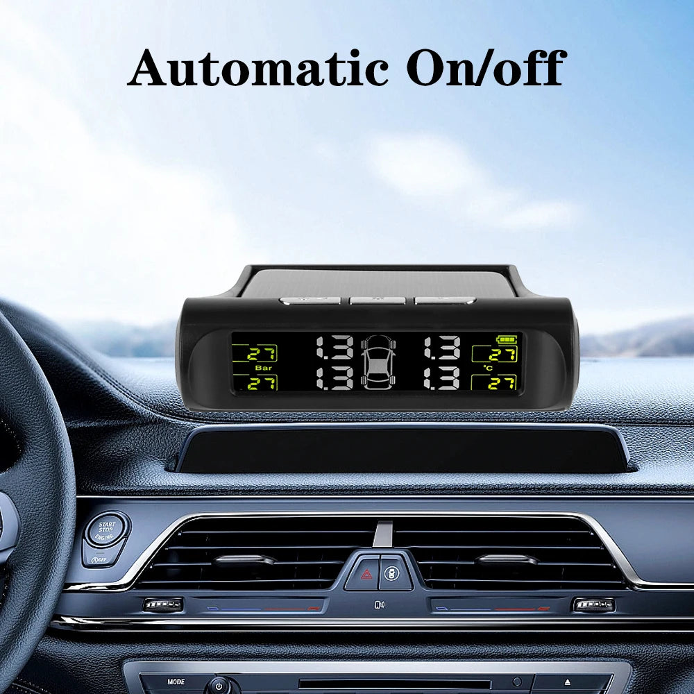 Tire Pressure Monitoring System Temperature Warning Fuel Save With 4 External Sensors Solar TPMS Car Tyre Pressure Monitor
