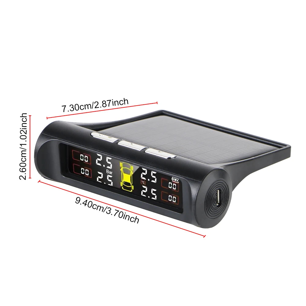 Tire Pressure Monitoring System Temperature Warning Fuel Save With 4 External Sensors Solar TPMS Car Tyre Pressure Monitor