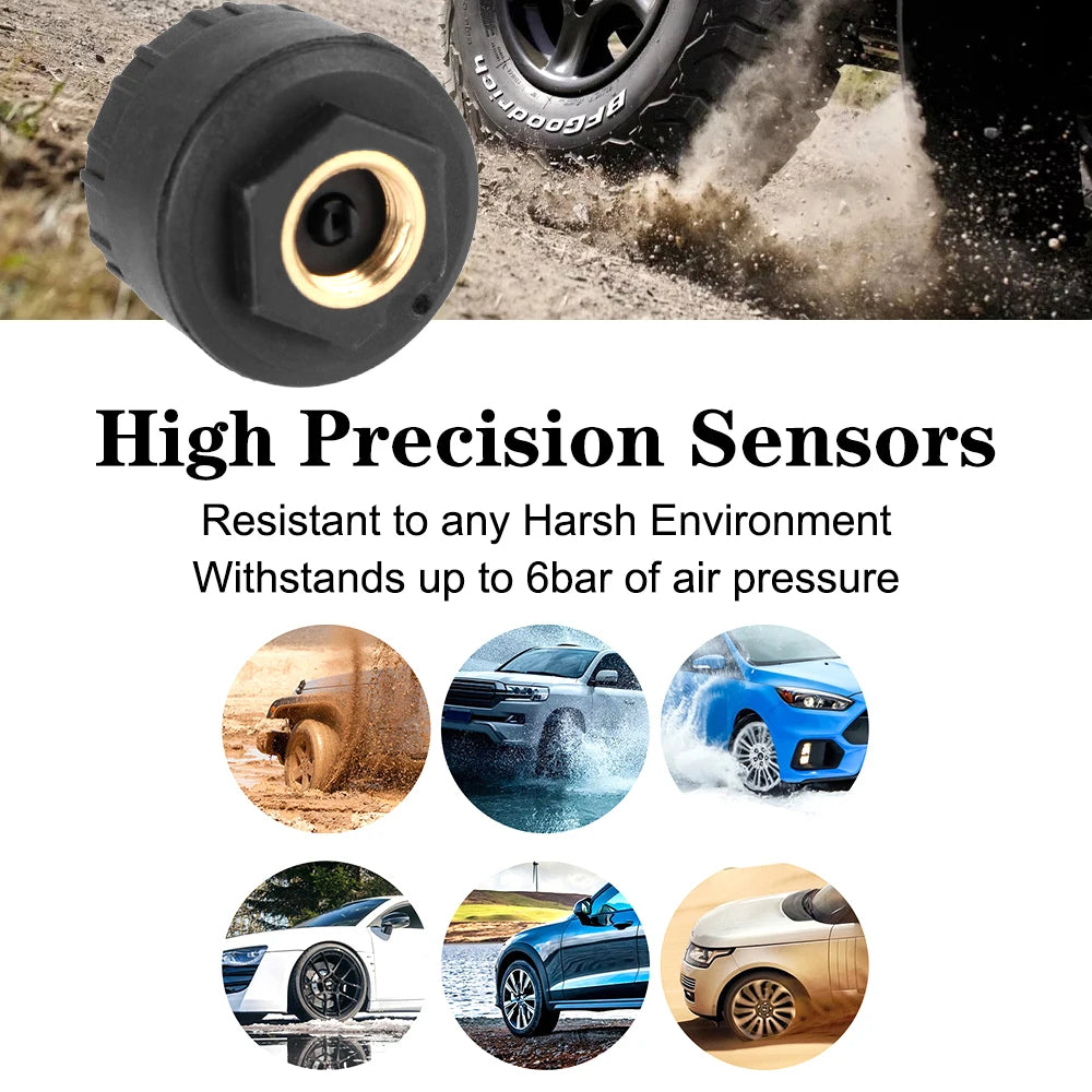 Tire Pressure Monitoring System Temperature Warning Fuel Save With 4 External Sensors Solar TPMS Car Tyre Pressure Monitor
