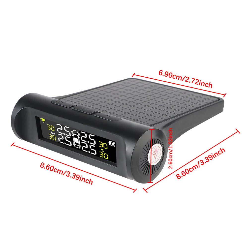 Tire Pressure Monitoring System Temperature Warning Fuel Save With 4 External Sensors Solar TPMS Car Tyre Pressure Monitor