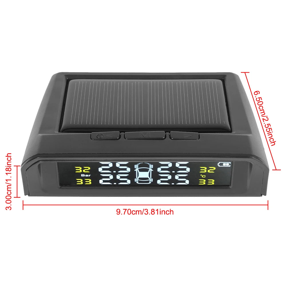 Tire Pressure Monitoring System Temperature Warning Fuel Save With 4 External Sensors Solar TPMS Car Tyre Pressure Monitor