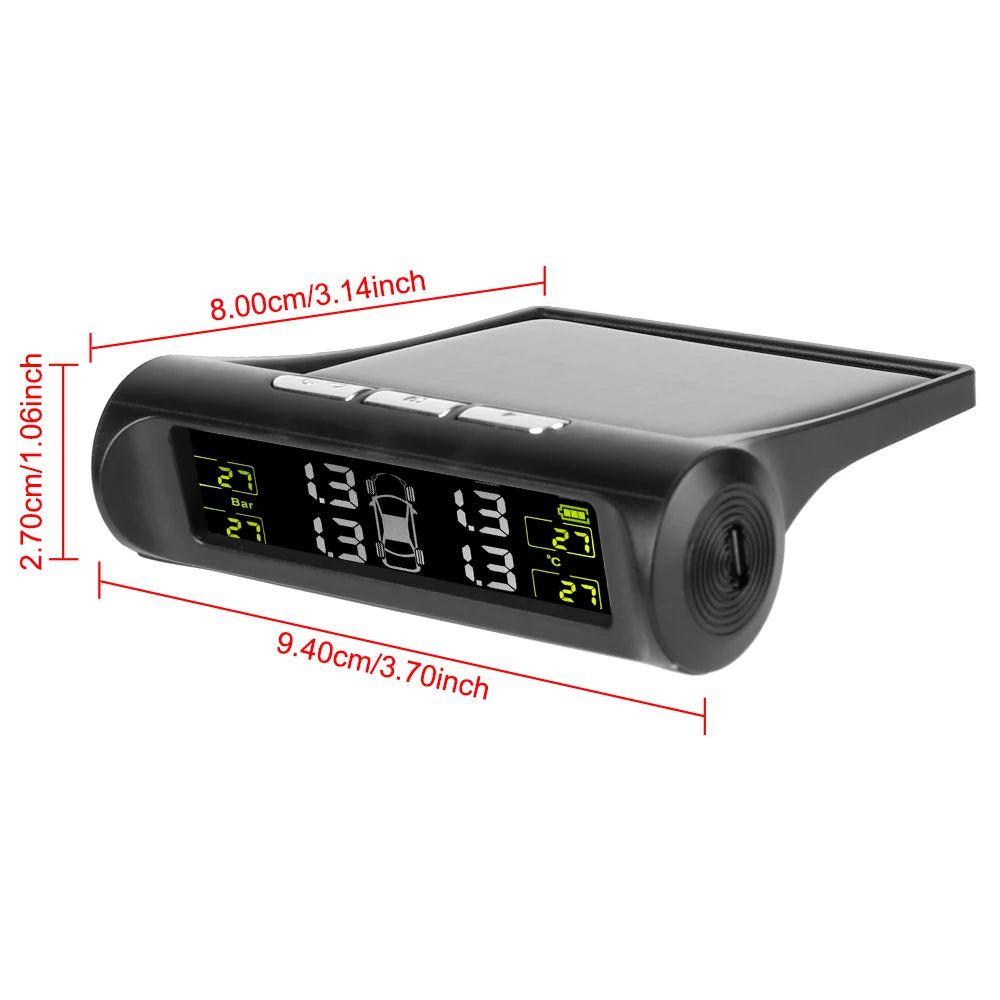 Tire Pressure Monitoring System Temperature Warning Fuel Save With 4 External Sensors Solar TPMS Car Tyre Pressure Monitor