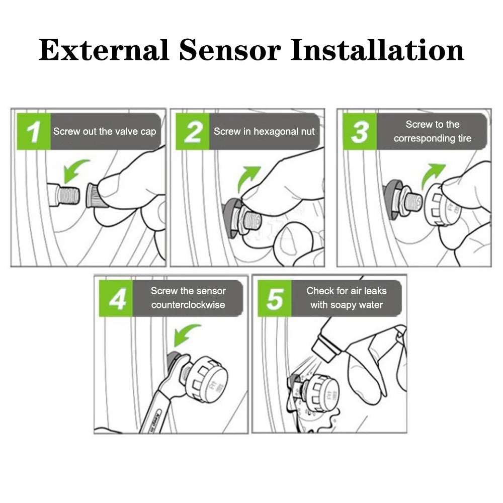 Tire Pressure Monitoring System Temperature Warning Fuel Save With 4 External Sensors Solar TPMS Car Tyre Pressure Monitor