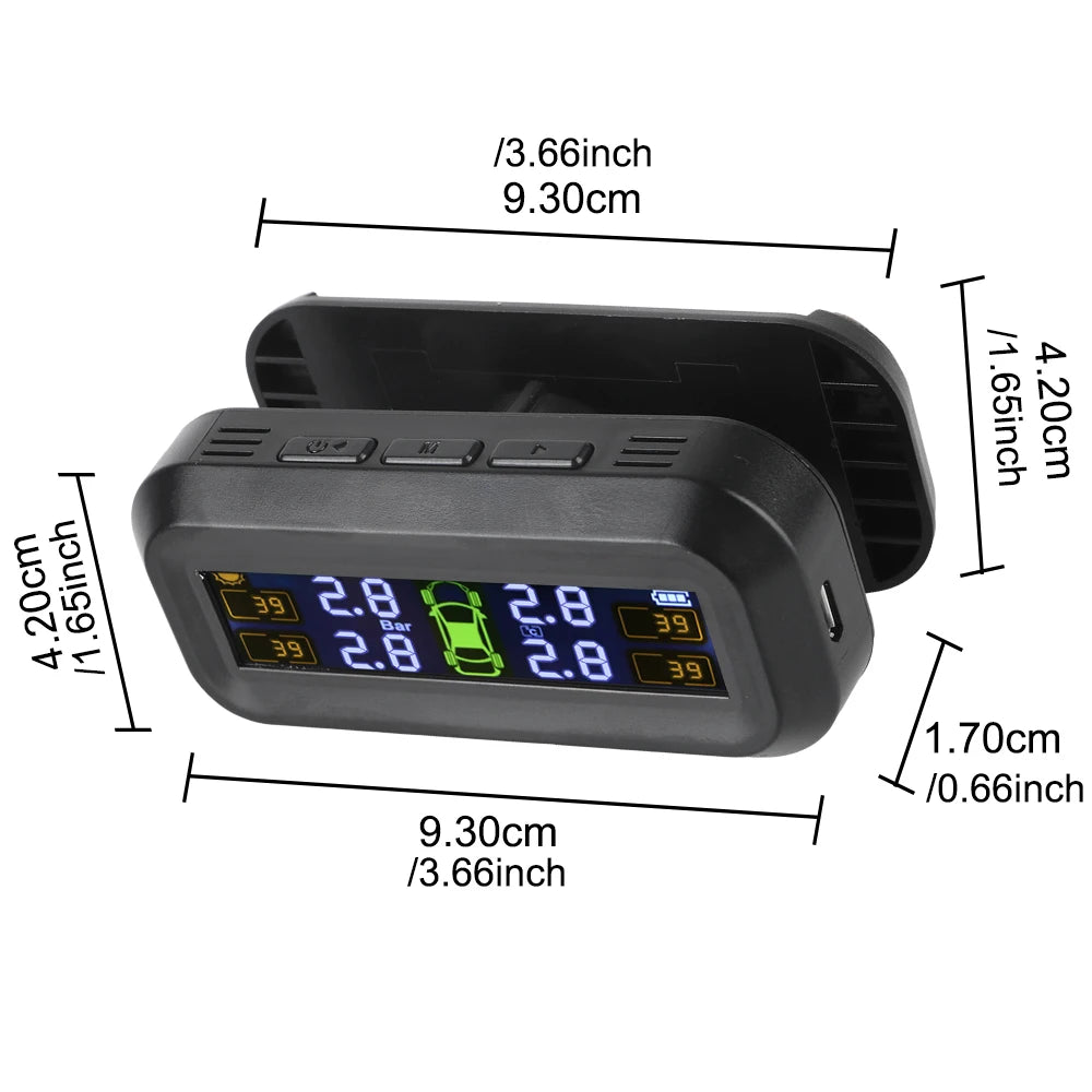 Tire Pressure Monitoring System Temperature Warning Fuel Save With 4 External Sensors Solar TPMS Car Tyre Pressure Monitor
