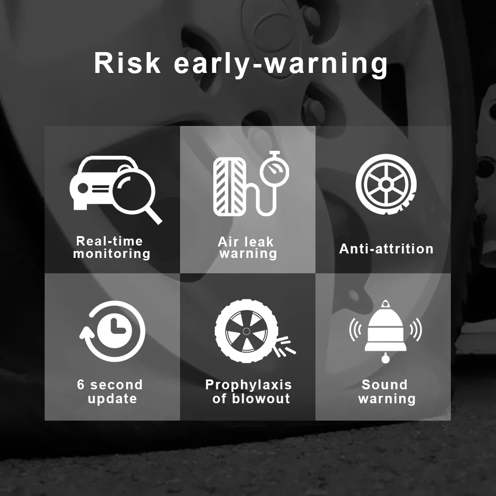 Tire Pressure Monitoring System Temperature Warning Fuel Save With 4 External Sensors Solar TPMS Car Tyre Pressure Monitor