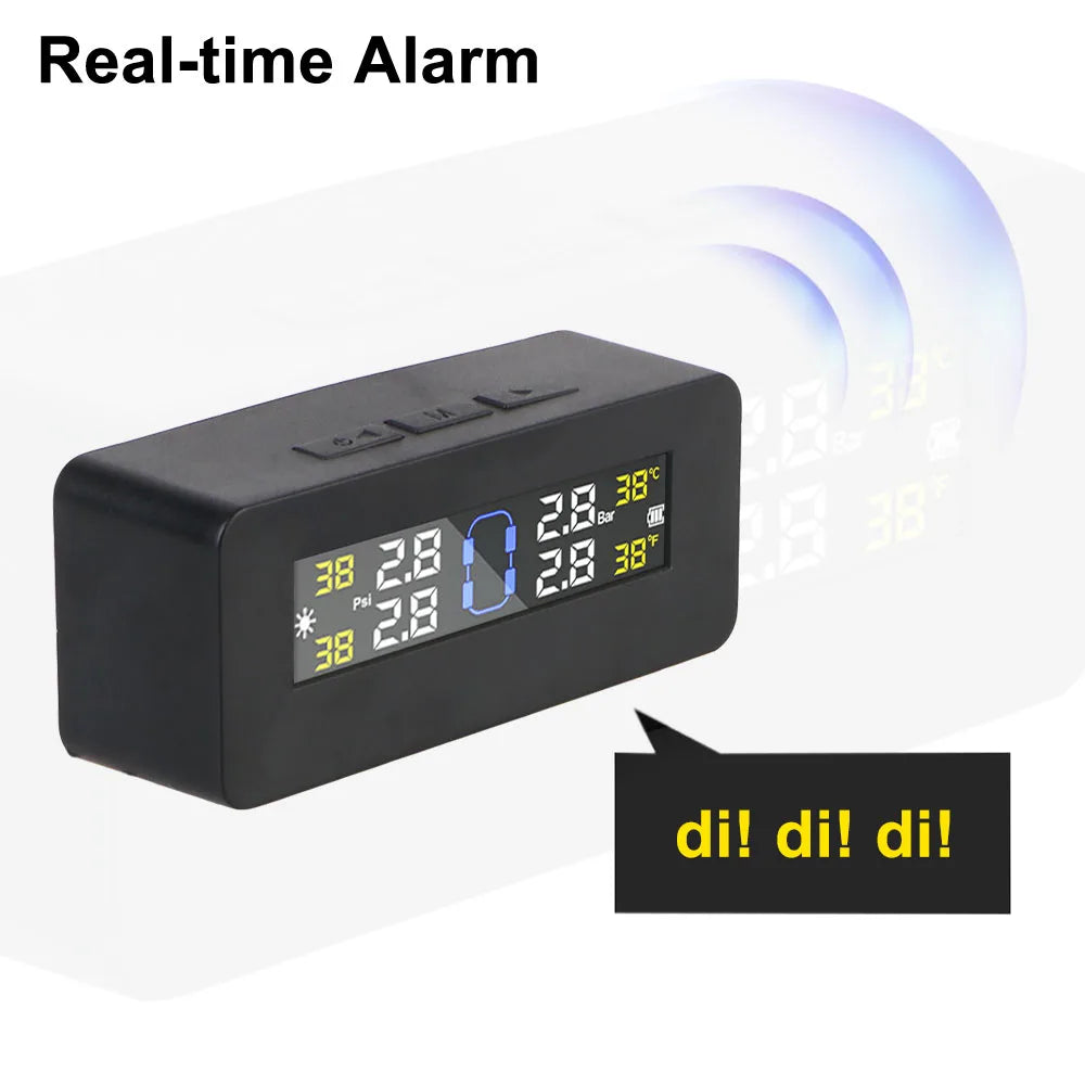 Tire Pressure Monitoring System Temperature Warning Fuel Save With 4 External Sensors Solar TPMS Car Tyre Pressure Monitor