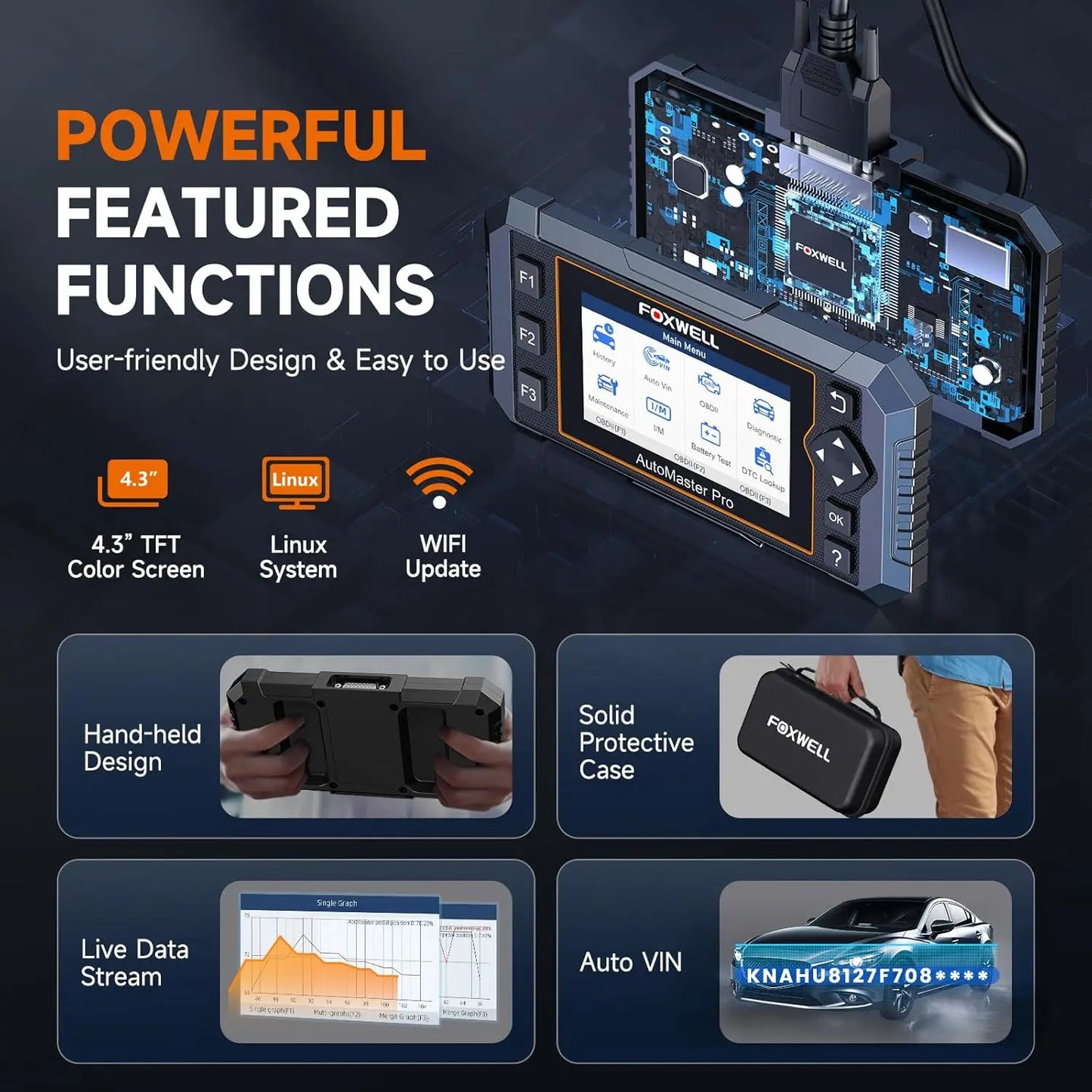 FOXWELL NT614 Elite OBD2 Scanner ABS SRS Transmission Engine Code Reader SAS EPB Oil Light 5 Reset OBD2 Car Diagnostic Scan Tool