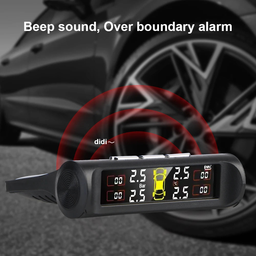 Tire Pressure Monitoring System Temperature Warning Fuel Save With 4 External Sensors Solar TPMS Car Tyre Pressure Monitor