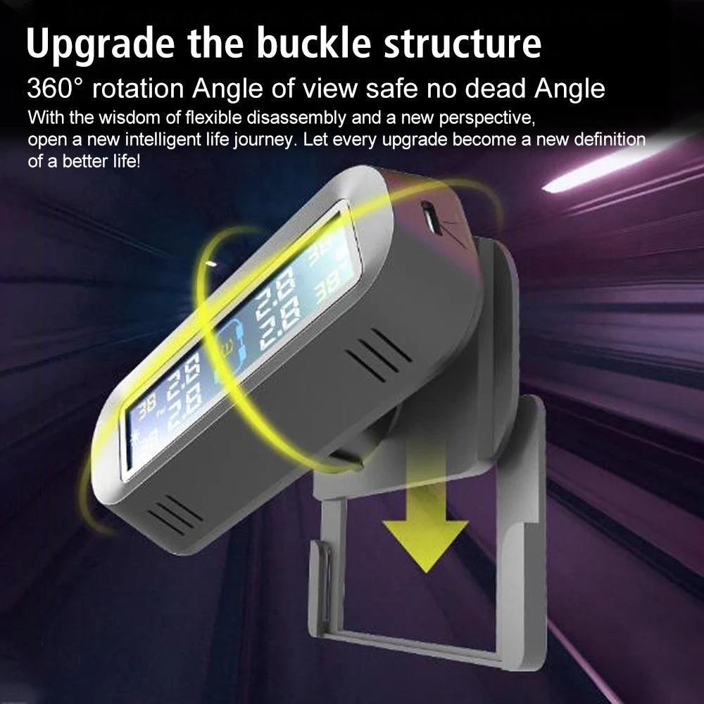 Tire Pressure Monitoring System Temperature Warning Fuel Save With 4 External Sensors Solar TPMS Car Tyre Pressure Monitor