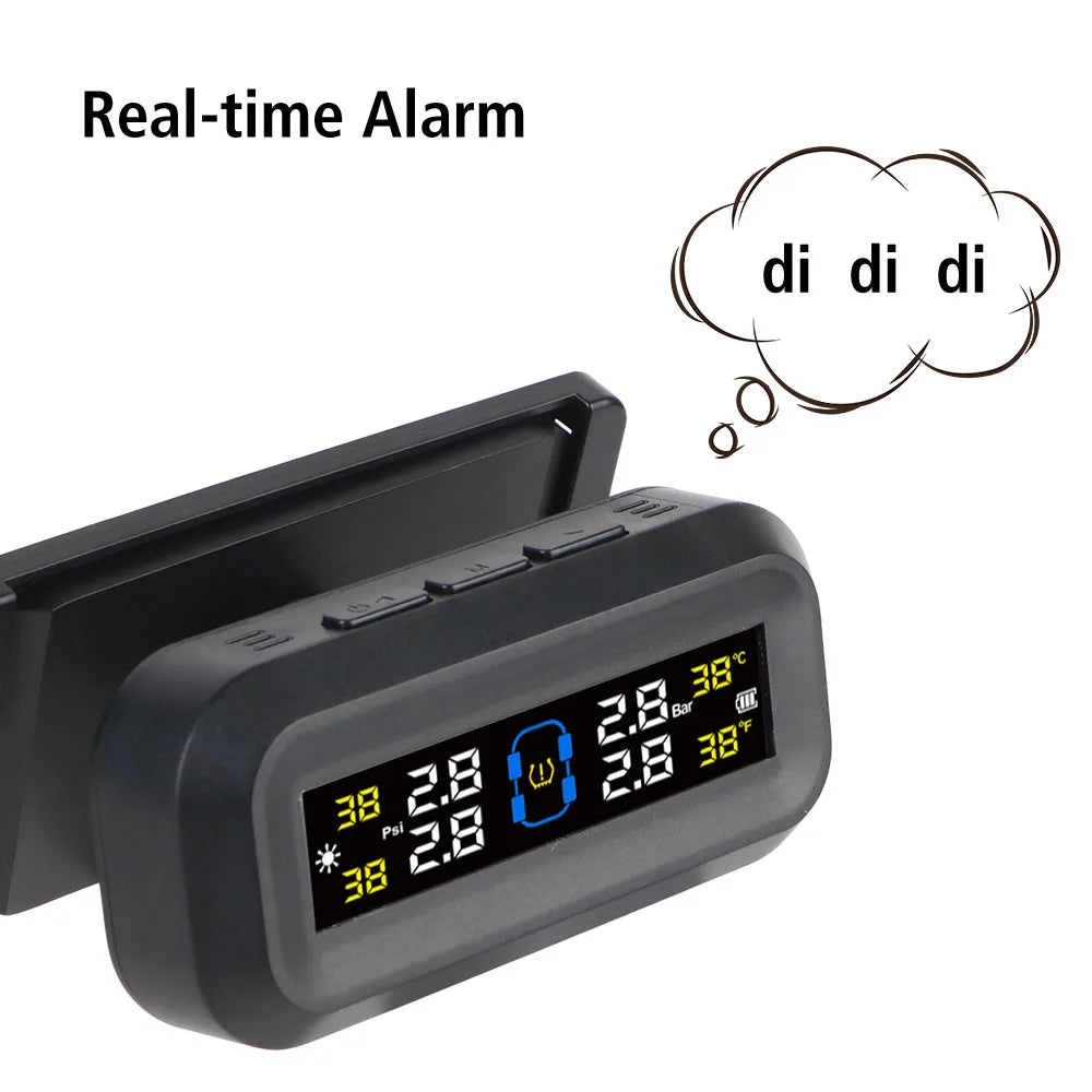 Tire Pressure Monitoring System Temperature Warning Fuel Save With 4 External Sensors Solar TPMS Car Tyre Pressure Monitor