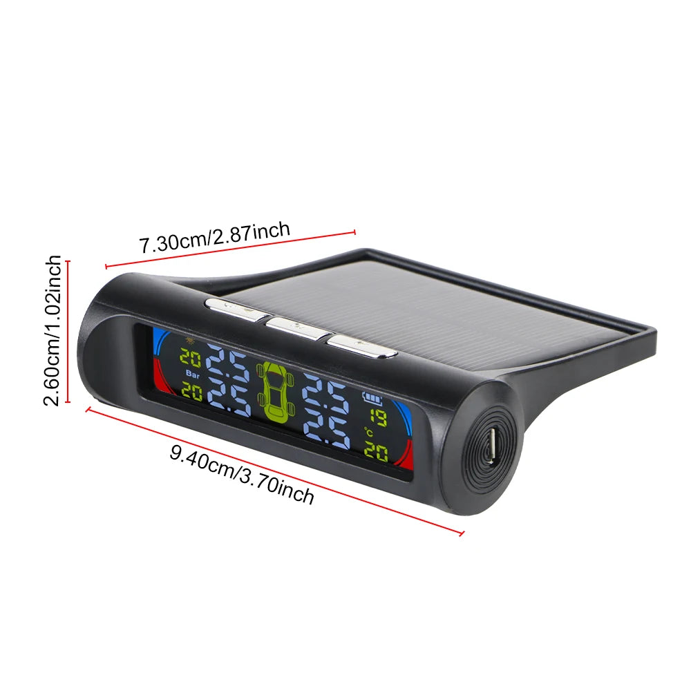 Tire Pressure Monitoring System Temperature Warning Fuel Save With 4 External Sensors Solar TPMS Car Tyre Pressure Monitor