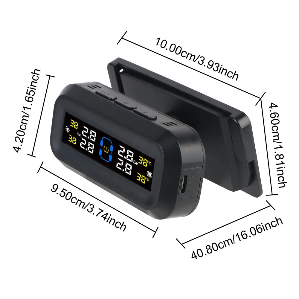 Tire Pressure Monitoring System Temperature Warning Fuel Save With 4 External Sensors Solar TPMS Car Tyre Pressure Monitor