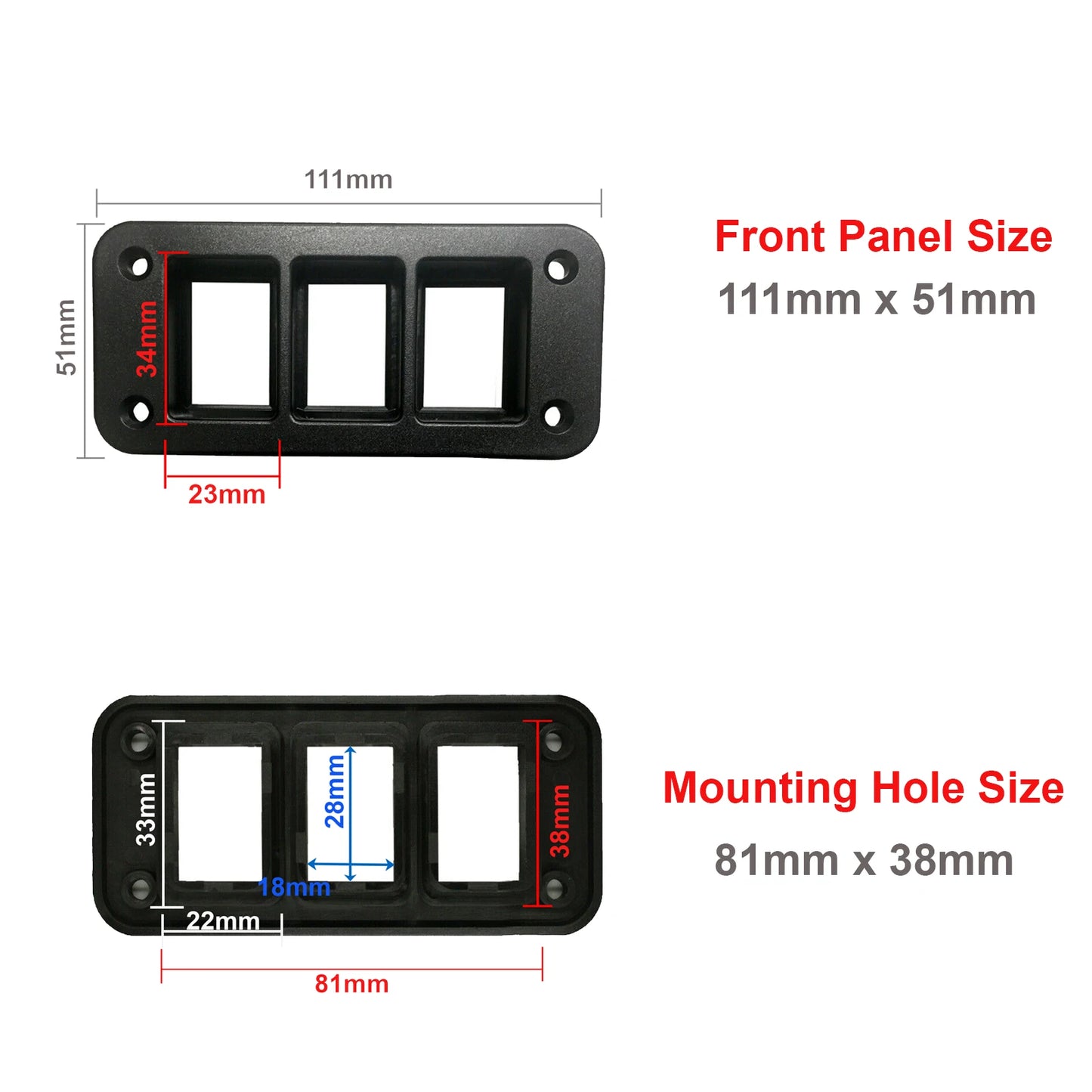 2 / 3 / 4 Gang Push Switch Housing Holder Panel for 32.5mm x 22mm Toyota LandCruiser Prado Hilux Hiace Switch Mounting Bracket