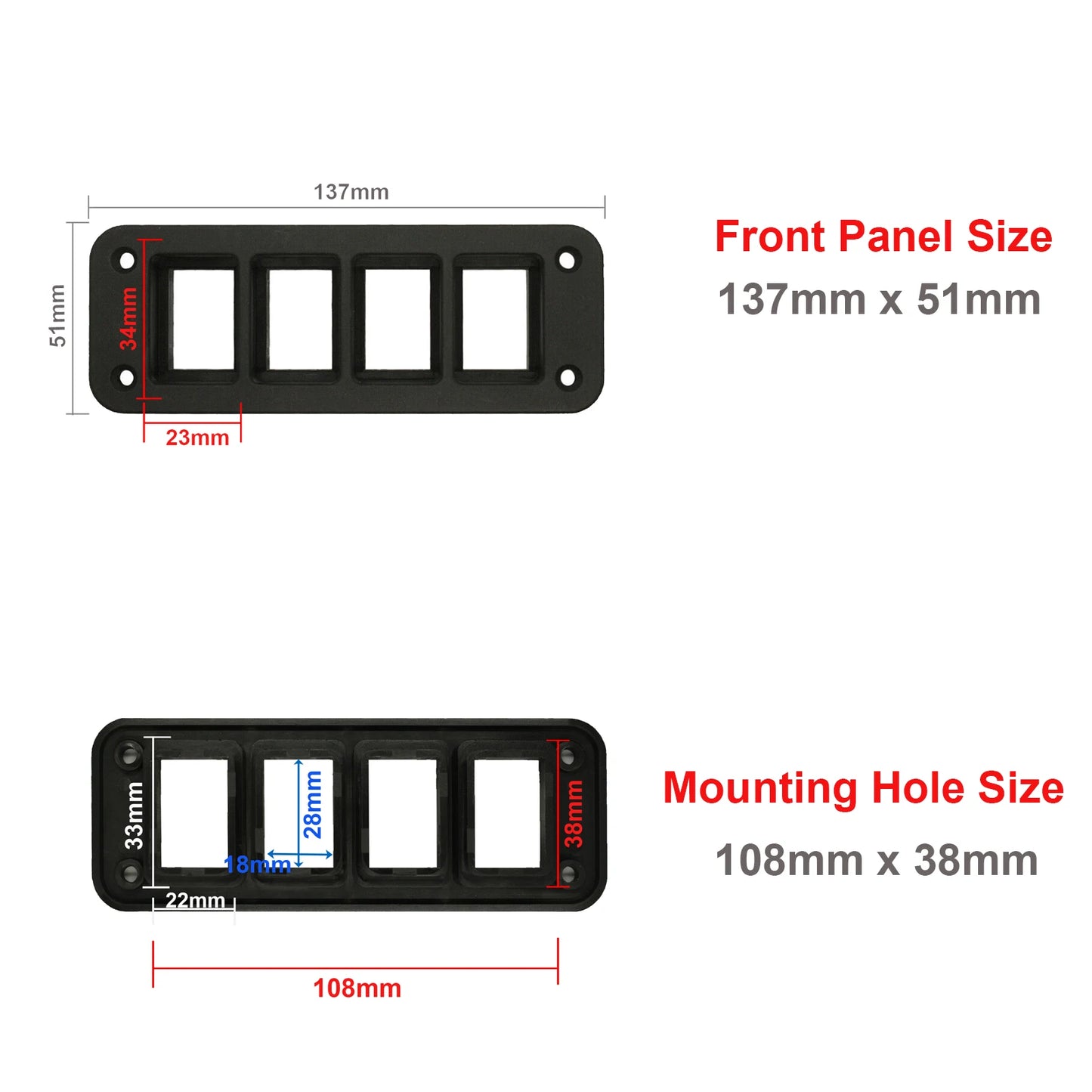 2 / 3 / 4 Gang Push Switch Housing Holder Panel for 32.5mm x 22mm Toyota LandCruiser Prado Hilux Hiace Switch Mounting Bracket