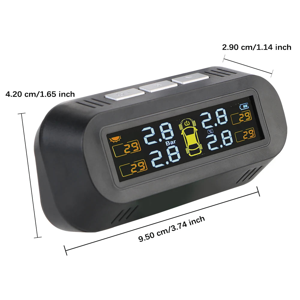 Tire Pressure Monitoring System Temperature Warning Fuel Save With 4 External Sensors Solar TPMS Car Tyre Pressure Monitor