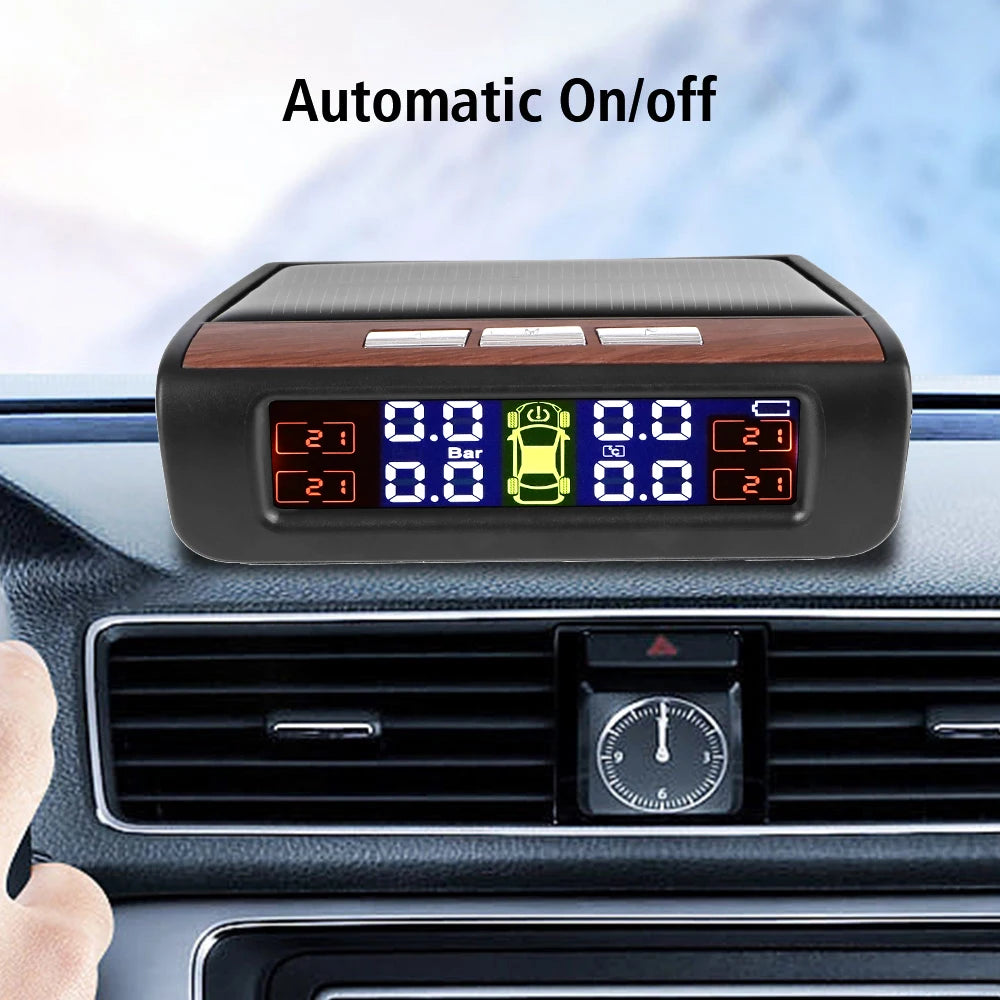 Tire Pressure Monitoring System Temperature Warning Fuel Save With 4 External Sensors Solar TPMS Car Tyre Pressure Monitor