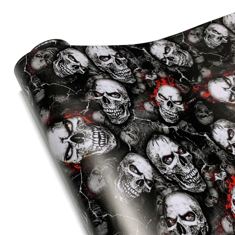 Car Stickers Wrap Vinyl Skull Cartoon Printed Auto Body Film Self-Adhesive Camo Modification Film for Motorcycle Car Accessories