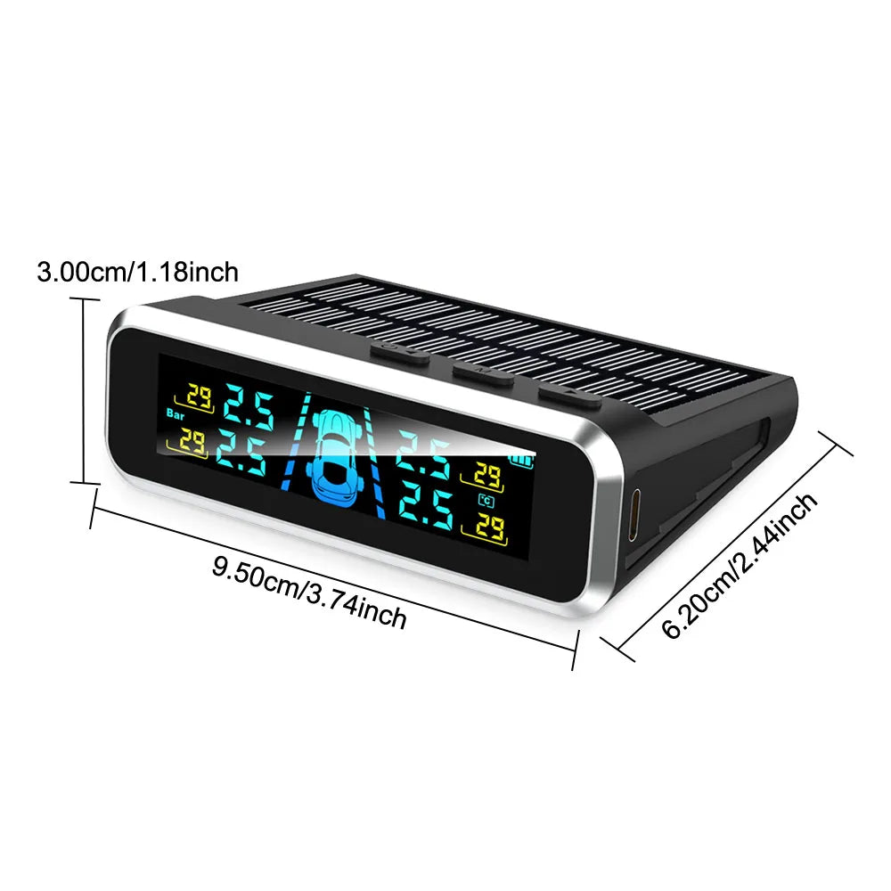 Tire Pressure Monitoring System Temperature Warning Fuel Save With 4 External Sensors Solar TPMS Car Tyre Pressure Monitor