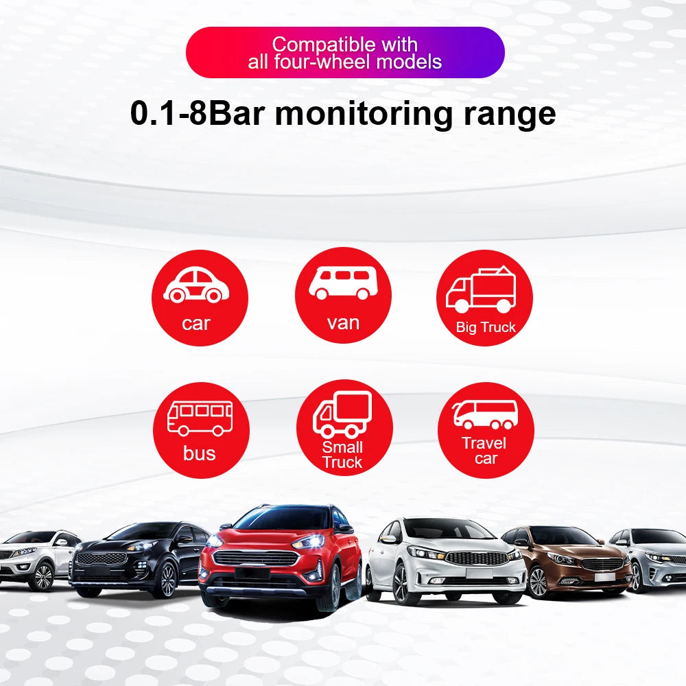 Tire Pressure Monitoring System Temperature Warning Fuel Save With 4 External Sensors Solar TPMS Car Tyre Pressure Monitor