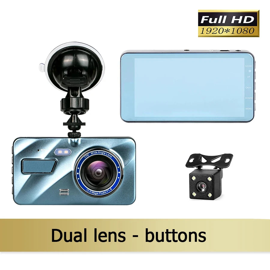 4inch Dash Cam Aluminium Alloy Full HD 1080P Night Vision Front Rear View Loop Recording Dashboard Car DVR 2Lens Black Box