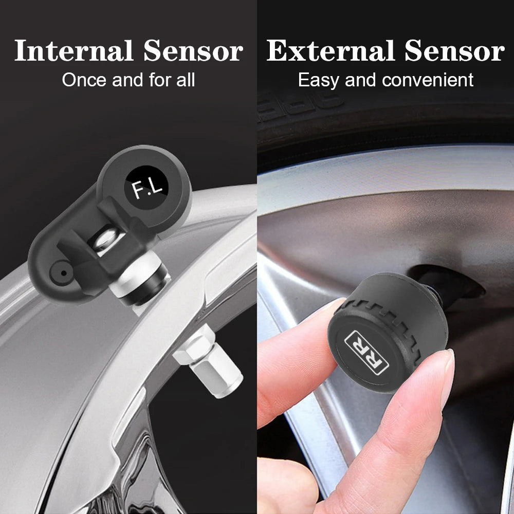 Tire Pressure Monitoring System Temperature Warning Fuel Save With 4 External Sensors Solar TPMS Car Tyre Pressure Monitor