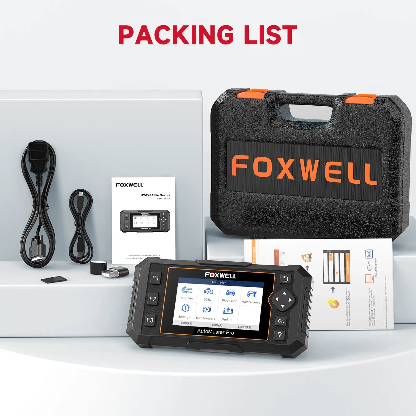 FOXWELL NT614 Elite OBD2 Scanner ABS SRS Transmission Engine Code Reader SAS EPB Oil Light 5 Reset OBD2 Car Diagnostic Scan Tool