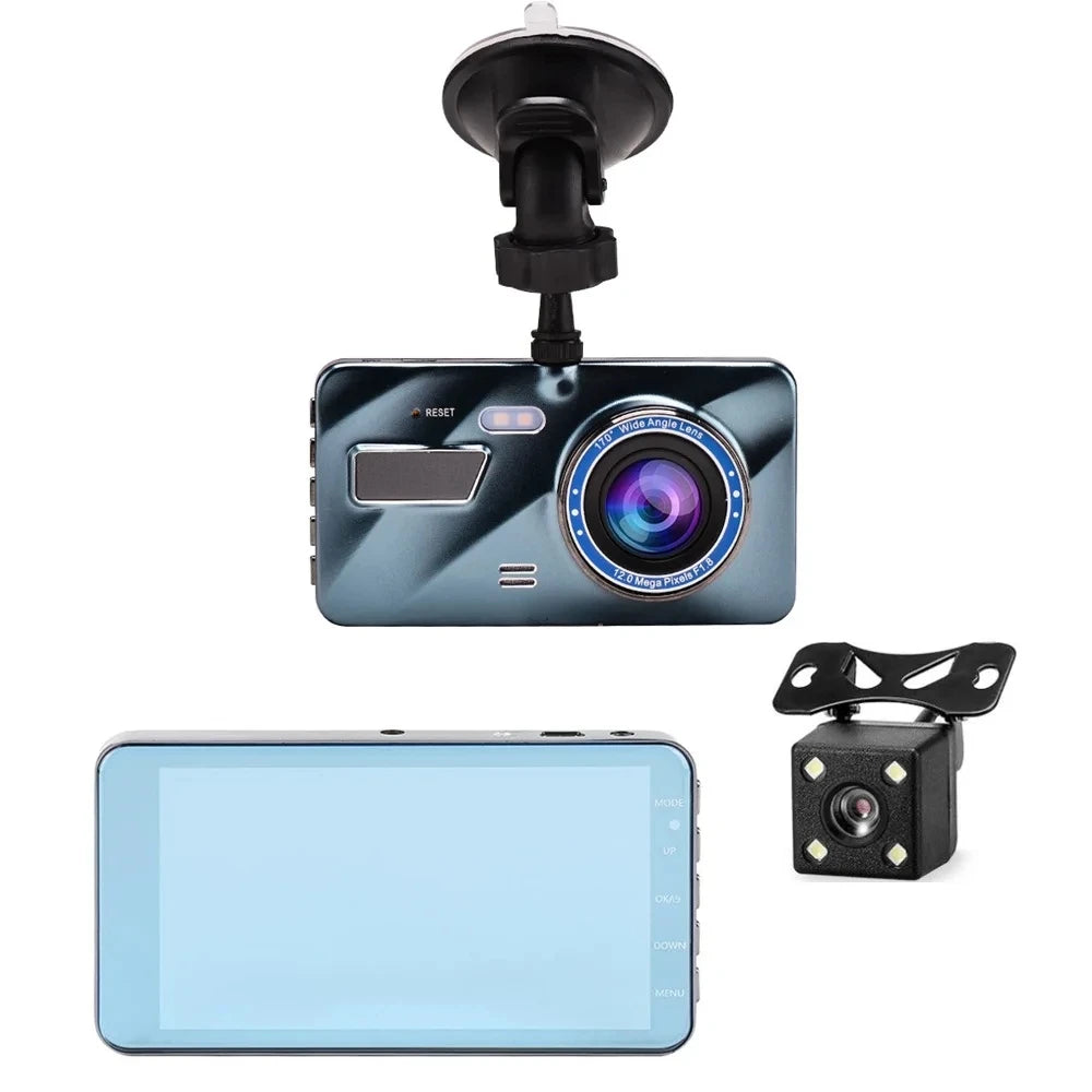 4inch Dash Cam Aluminium Alloy Full HD 1080P Night Vision Front Rear View Loop Recording Dashboard Car DVR 2Lens Black Box