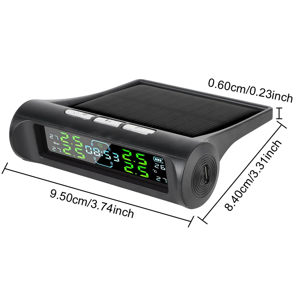 Tire Pressure Monitoring System Temperature Warning Fuel Save With 4 External Sensors Solar TPMS Car Tyre Pressure Monitor